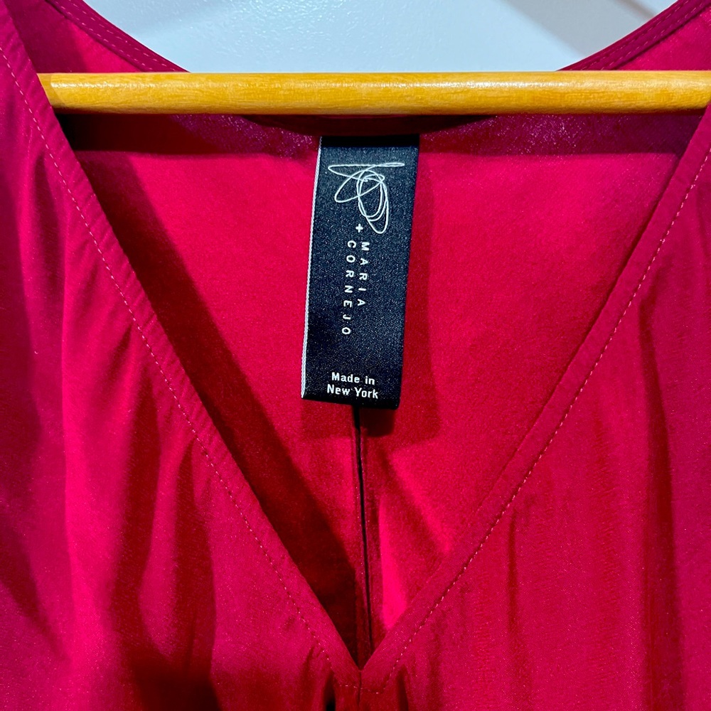 Maria Cornejo, size M, maroon butterfly blouse, excellent condition.